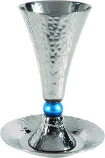 Enameled and Jeweled Pewter 6 Cup Wine Fountain - 7 Species (Blue)