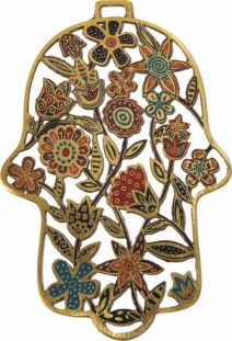 Aluminum Etched Hamsa Flowers - multicolor