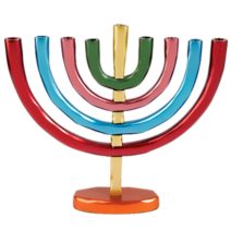 Hanukkah Menorah in Colorful Anodized Aluminum - Yair Emanuel