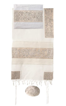 Yair Emanuel Tallit Set Hand Full Embroidered The Matriarchs in Silver