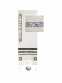 Yair Emanuel Prayer Shall Tallit Set  Embroidered Gray & Blue Star of David