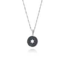 Round Pendant Star of David with Black Zircon