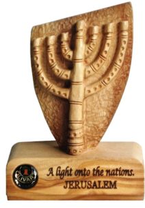 Olive Wood  Menorah Table Plaque