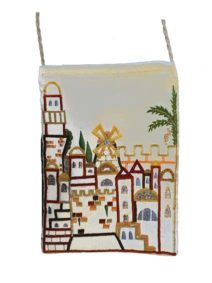 Jerusalem White  Embroidered Hippie Boho Cross body Passport Bag Purse 