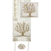 Yair Emanuel Embroidered Gold Tree of Life Tallit Set